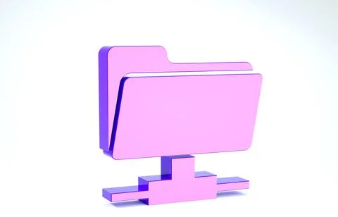 Purple FTP folder icon isolated on white background. Software update, transfe Illustrazione stock