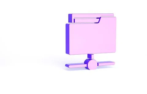 Purple FTP folder icon isolated on white background. Software update, transfe Stock Illustration