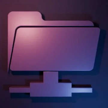 Purple FTP folder icon isolated on purple-blue background. Software update,.. Stock Photos