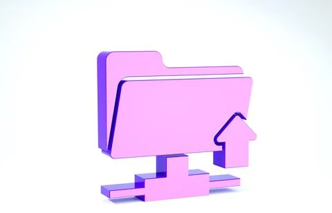 Purple FTP folder upload icon isolated on white background. Software update,  Stockillustratie
