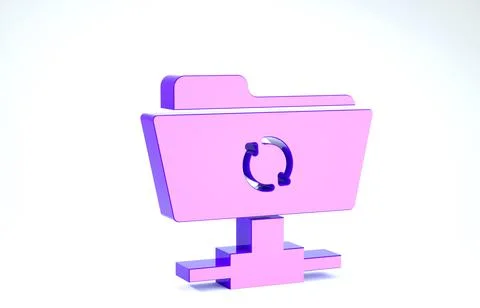 Purple FTP sync refresh icon isolated on white background. Software update, t Stock Illustration