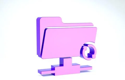 Purple FTP sync refresh icon isolated on white background. Software update, t Stock Illustration
