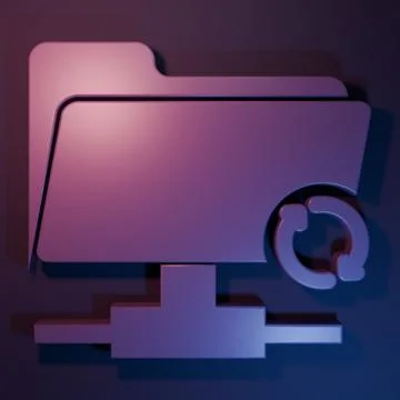 Purple FTP sync refresh icon isolated on purple-blue background. Software u.. Stock Illustration