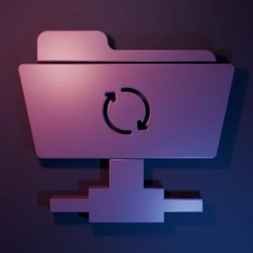 Purple FTP sync refresh icon isolated on purple-blue background. Software u.. 스톡 일러스트
