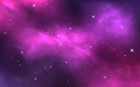 Purple galaxy. Space starry texture. Realistic cosmos with stardust. Deep bright Stock-Illustration