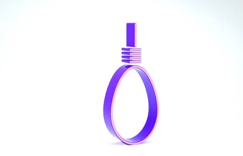 Purple Gallows rope loop hanging icon isolated on white background. Rope tied Stock Illustration