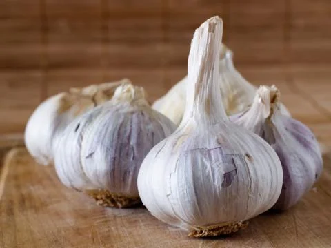 Purple garlics Stock Photos