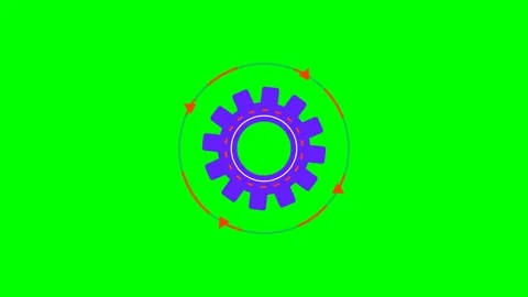 Purple gear icon centered with a rotating circular arrow on a green screen Stock Footage 341824305