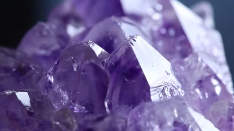 Purple gemstone crystals close up texture. Amethyst quartz Stock Footage 294316841