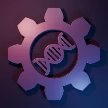 Purple Genetic engineering icon isolated on purple-blue background. DNA ana.. Stockillustratie