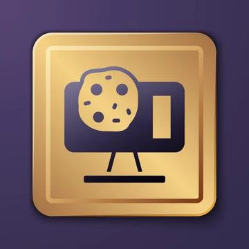 Purple Genetic engineering modification on laptop icon isolated on purple Stock Illustration