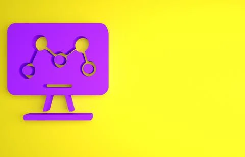 Purple Genetic engineering modification on laptop icon isolated on yellow bac Illustrazione stock