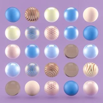 Purple geometric background with balls. 3d illustration, 3d rendering. Illustration