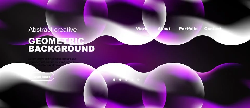 Purple geometric background features overlapping circles, text elements, Stock Illustration