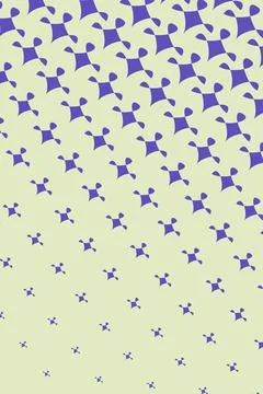 Purple geometric forms drift from large to tiny across a light lime backdro.. Stock Illustration