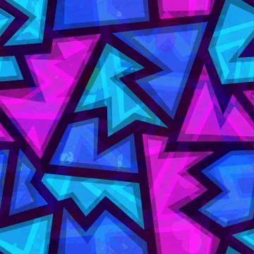 Purple geometric seamless pattern with grunge effect Stock Illustration