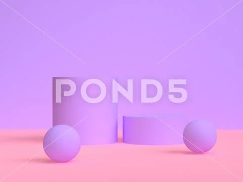 Purple geometric shape scene minimal style 3d rendering. Stock Illustration