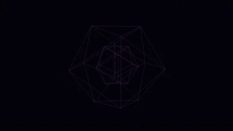 Purple Geometric Wireframe VJ Seamless Loop Stock Footage 340554293