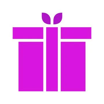Purple Gift Box Icon with Greenery. Concept of Giving, Receiving, and Celeb.. Stock Illustration