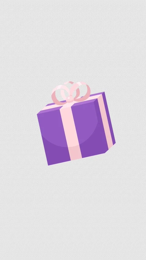 Purple gift box with pink bow 2D cartoon object vertical animation Stock Footage 305240842