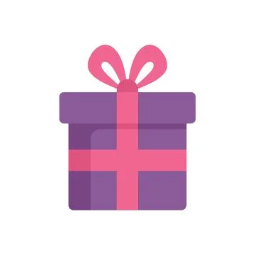 Purple gift box wrapped with pink ribbon celebrating special occasion Stock Illustration
