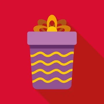 Purple gift box with yellow waves pattern Stock Illustration