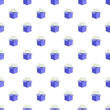 Purple gift boxes with exploding colorful confetti pattern 스톡 일러스트