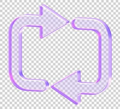 Purple glassmorphism refresh icon featuring circular arrows for synchroniza.. Stock Illustration