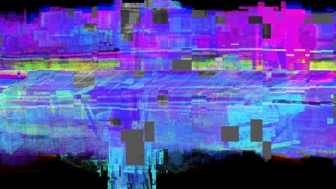 Purple Glitch effect on a black screen. ... | Stock Video | Pond5