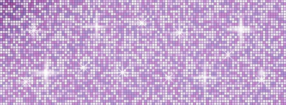 Purple glitter sequin mosaic pattern. Disco ball bg. Retro nightclub seamle.. Stock Illustration