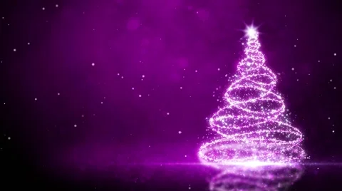 Purple Glitter Tree with Snow Particles Background Video stock 57097062