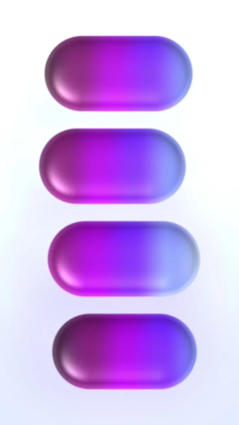 Purple glossy gradient pills stack on white background Stock Footage 339424093