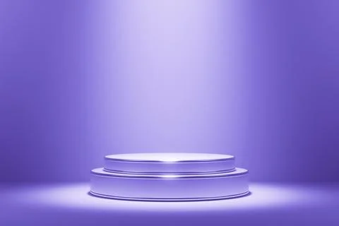 Purple glow podium in a dark studio for premium products Stock Illustration