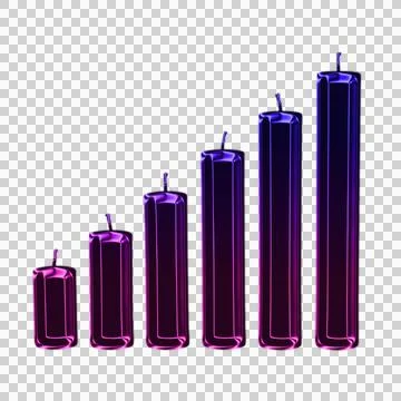 Purple glowing 3 D rendered U S B flash drives arranged in a row transparent Stockillustratie