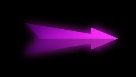 Purple glowing 3d arrow icon pointing right with smooth pulse motion on black bg Stock Footage 333727340