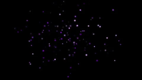 Purple glowing bokeh particles floating in dark space abstract motion backg.. Vídeo Stock 345845943