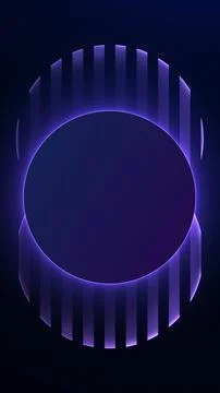 Purple glowing circle with vertical bars on a dark background, minimal futu.. 스톡 일러스트