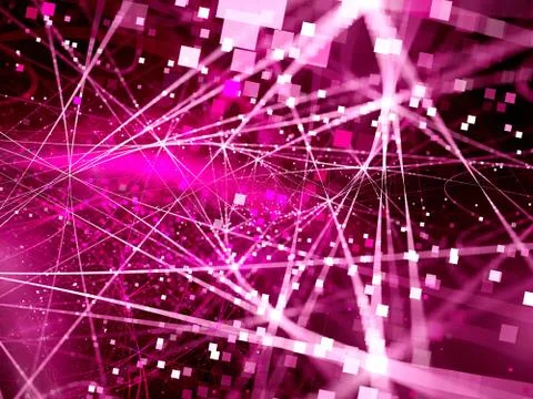 Purple glowing connection lines with particles Illustrazione stock