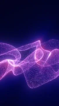 Purple glowing digital mesh wave made of tiny particles, forming a futurist.. Stock Illustration