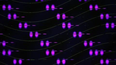 Purple Glowing Dots Moving on Wavy Lines for Abstract Tech Background Stock Footage 343752769