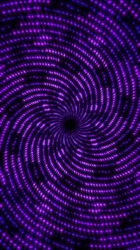 Purple glowing dotted spiral vortex abstract neon background Stockillustratie