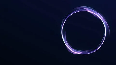 Purple glowing energy ring with soft neon ribbons and large dark copy space.. イラスト素材