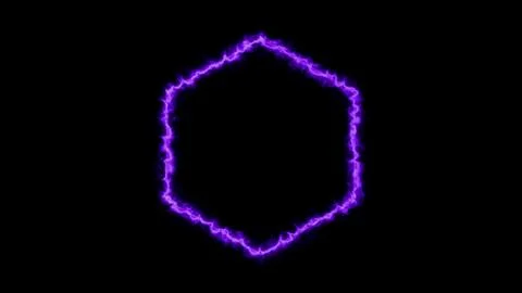 Purple glowing hexagonal frame on black background イラスト素材