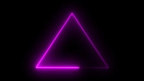 Purple Glowing Laser Lines Making Triangle Shape on Black Background. Stock Footage 340193395