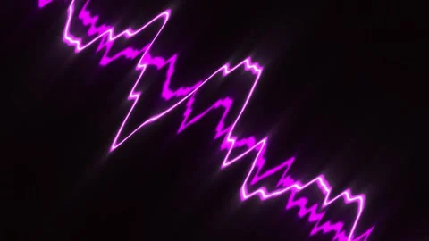 Purple Glowing Lightning Strike Animation on Black Background Video stock 343095785
