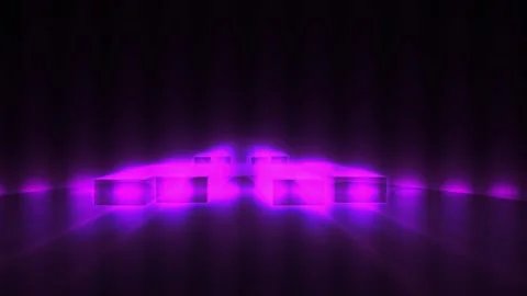 Purple Glowing Neon Corridor in Dark Futuristic Style for Tech Backgrounds Stock Footage 343753357