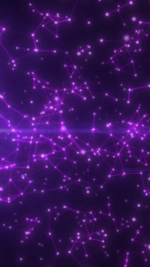 Purple glowing network of connected nodes and lines with floating particles.. Stock Footage 328004975