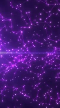 Purple glowing network of connected nodes and lines with floating particles.. イラスト素材