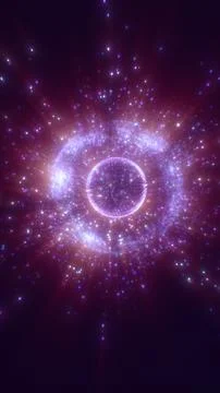Purple glowing particle ring with a central sphere, resembling a futuristic.. Stock Illustration