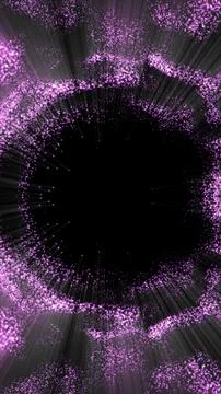Purple glowing particle vortex forming a circular portal of glittering dust.. Illustrazione stock